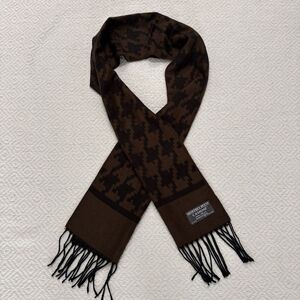 Geoffrey Beene Cashme Women's Soft Scarf Tan Brown Fringe Acrylic Made In Italy